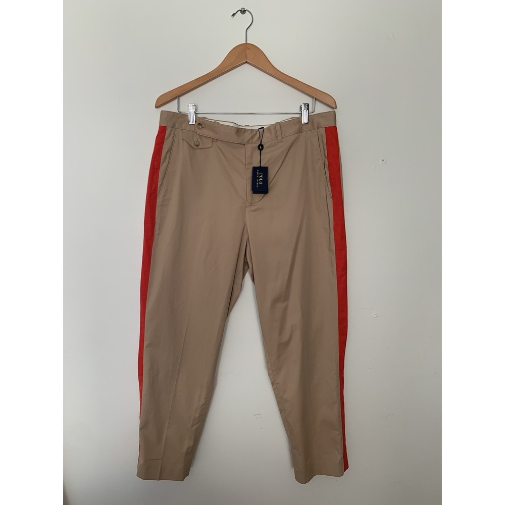 NWT Polo Ralph Lauren Sz 14 Chino Pants $198 Red Tuxedo Stripe Preppy Classic